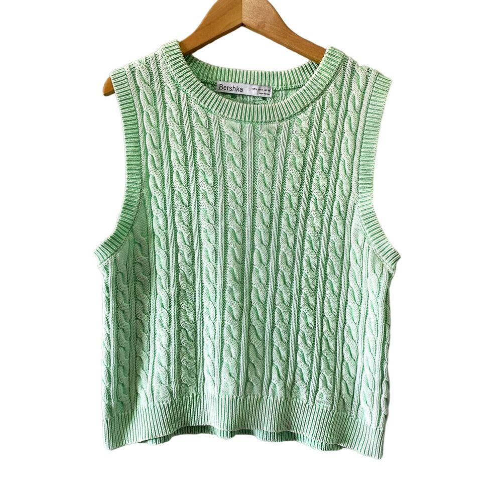 Bershka Knit Mint Green Cropped Top Size Medium